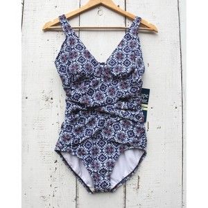 Shape Solver Multicolor Tummy Control One-Piece Swimsuit Women's Sz 8 US 38 EU
